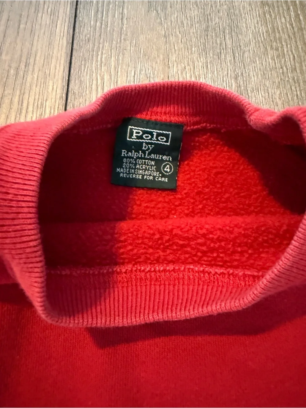 Ralph Lauren Toddler Boy’s Bright Red Crewneck Sweatshirt with Navy Pony